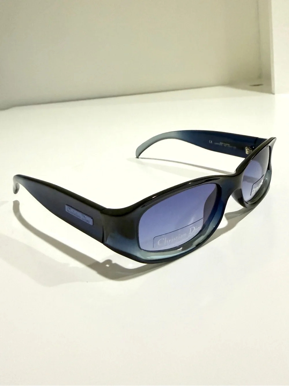 Vtg Christian Dior Chrystel 54Z Blue Gradient Sunglasses Y2K Deadstock Full Set